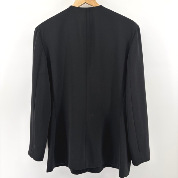 Jones New York Black Collarless Open Front Button Blazer Jacket Womens Size 16 - Picture 3 of 7